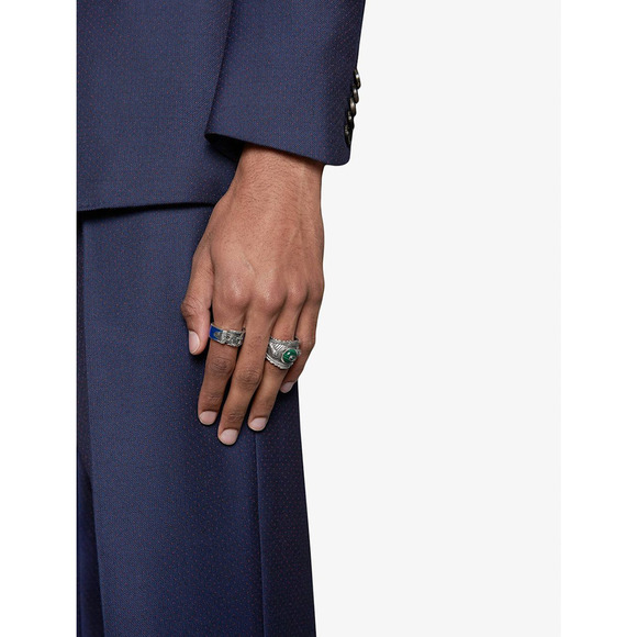 NIB Gucci Garden GG Malachite Ring in Silver Size 12 - Picture 2 of 14